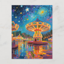 Nebula Night Carousel - Van Gogh Inspired Art