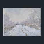 Carte Postale Neige à Argenteuil (par Claude Monet)<br><div class="desc">Ce dessin est illustré d'une célèbre peinture à l'huile sur toile réalisée par l'impressionniste Claude Monet (1840-1926). Son titre est "Neige à Argenteuil" (ou "Rue sous la neige, Argenteuil"). C'est le plus grand d'au moins dix-huit oeuvres que Monet peint de sa commune d'Argenteuil alors qu'il était sous une couverture de...</div>
