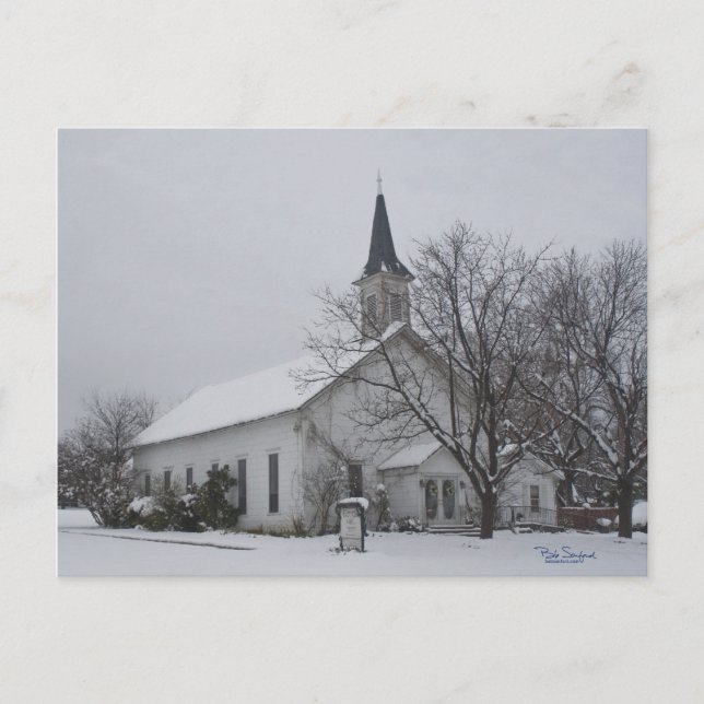 Carte Postale Neige de l'église du Texas (Devant)
