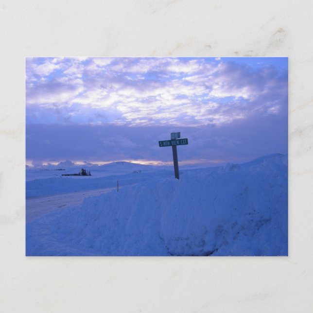 Carte Postale Neige et coucher de soleil (Devant)