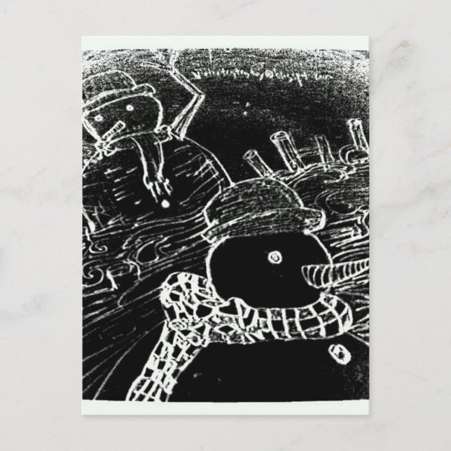 Carte Postale Neige et Yaie en noir Noël (Devant)