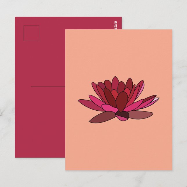 Carte Postale Nénuphar rose rouge  (Devant / Derrière)