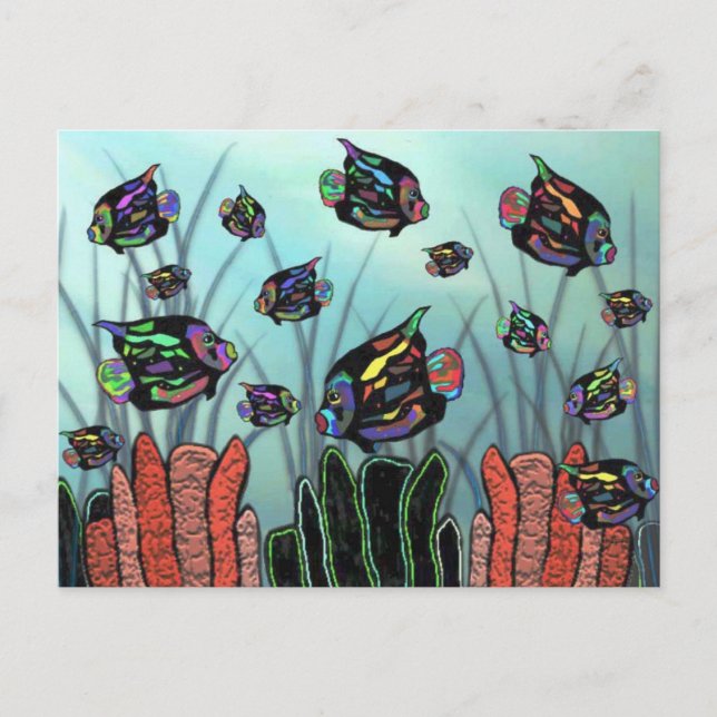Carte Postale Neon Angelfish Corail Reef (Devant)