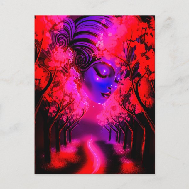 Carte Postale Neon Goddess in Enchanted Forest (Devant)