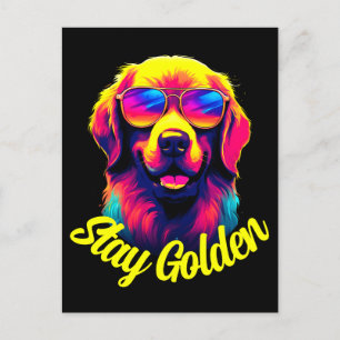 Carte Postale Neon Golden Retriever