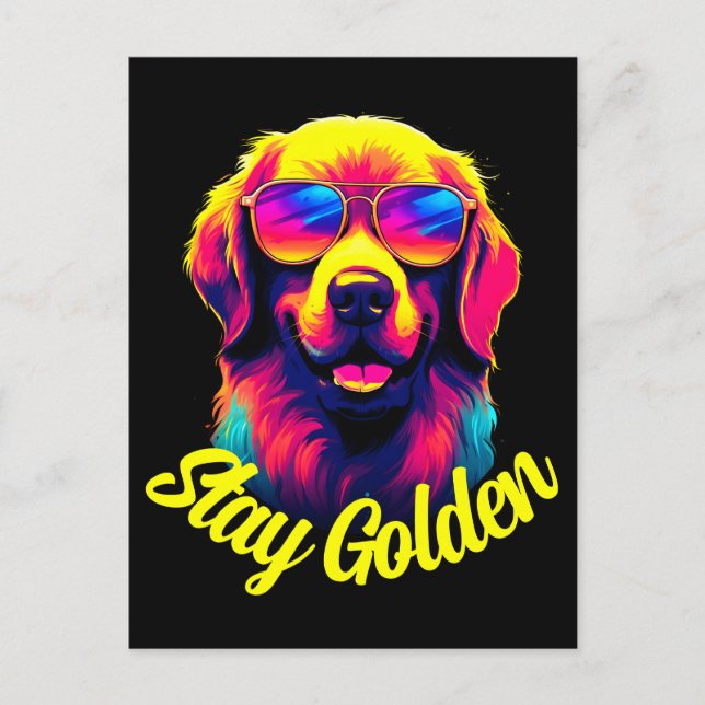 Carte Postale Neon Golden Retriever (Devant)