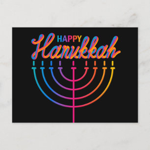 Carte Postale Neon Happy Hanoukka Menorah