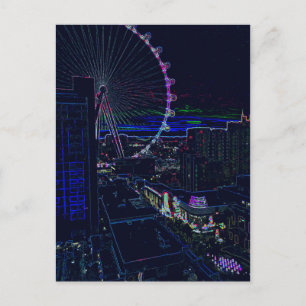 Carte Postale Neon High Roller Ferris Roue Vegas Abstrait