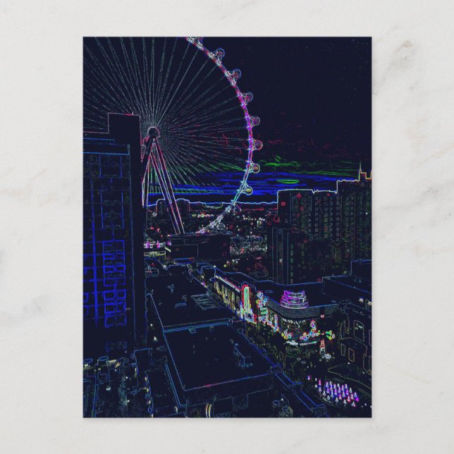 Carte Postale Neon High Roller Ferris Roue Vegas Abstrait (Devant)