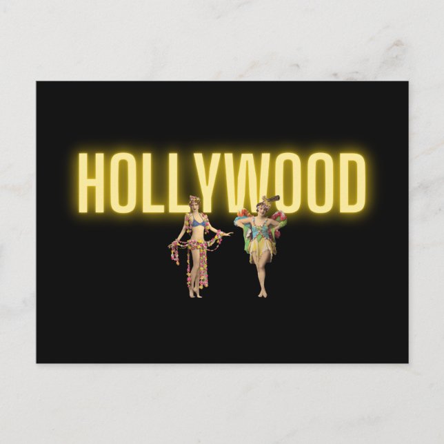 Carte Postale Neon Hollywood & Beautés Vintages (Devant)