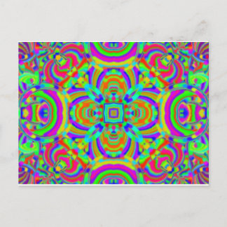 Carte Postale Néon motif kaléidoscope graphique 1