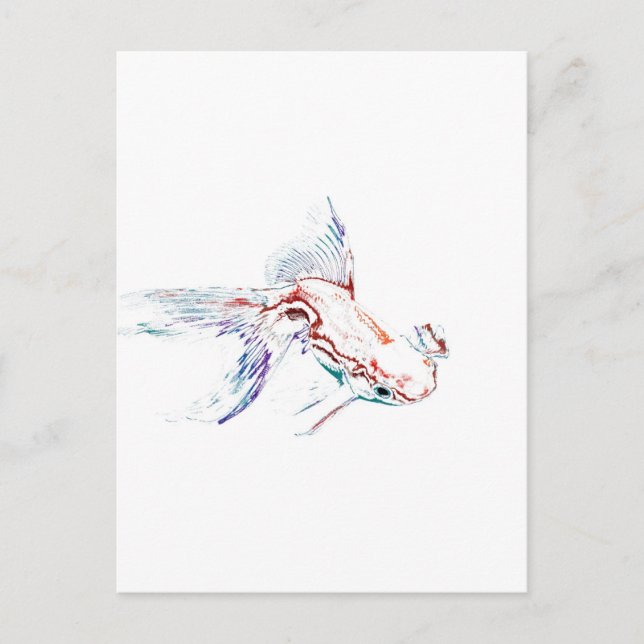 Carte Postale Neon Multicolor Rainbow Fish/Goldfish/Koi (Devant)