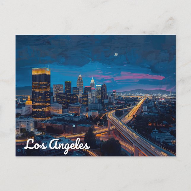 Carte Postale Neon Nights in Los Angeles Skyline (Devant)