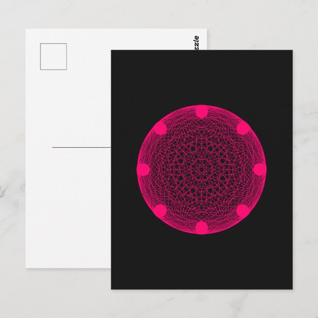 Carte Postale Neon Pink Mandala - Personnalisable (Devant / Derrière)