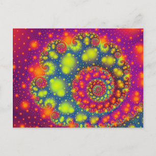 Carte Postale Neon Spiral Psychédélique Art Décoratif Abstrait