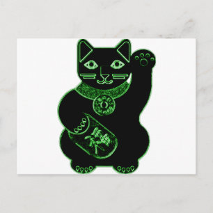 Carte Postale néon vert maneki