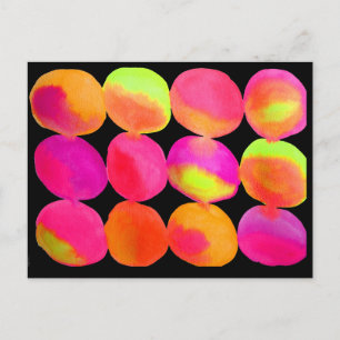 Carte Postale Neon Watercolor cercle motif couleur art abstrait
