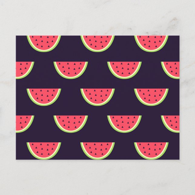 Carte Postale Neon Watermelon on Purple Pattern (Devant)