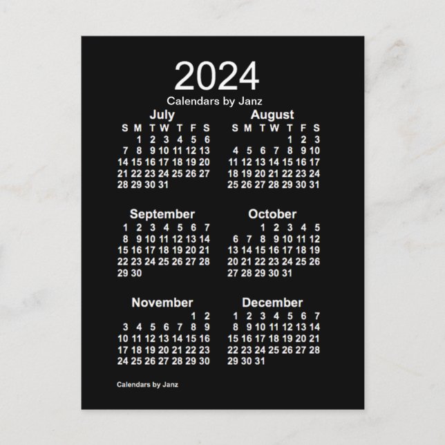 Carte Postale Neon White 6 mois Mini Calendrier 2024 par Janz (Devant)