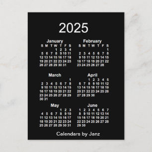 Carte Postale Neon White 6 mois Mini Calendrier 2025 par Janz