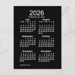 Carte Postale Neon White 6 mois Mini Calendrier 2026 par Janz
