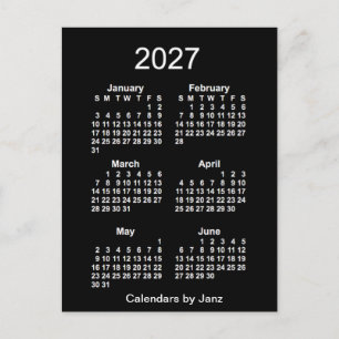 Carte Postale Neon White 6 mois Mini Calendrier 2027 par Janz