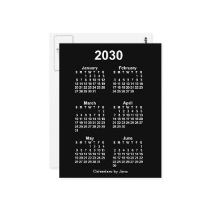Carte Postale Neon White 6 mois Mini Calendrier 2030 par Janz