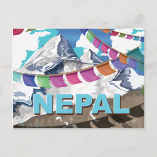 Carte Postale Népal Himalaya Prière drapeaux affiche de voyage