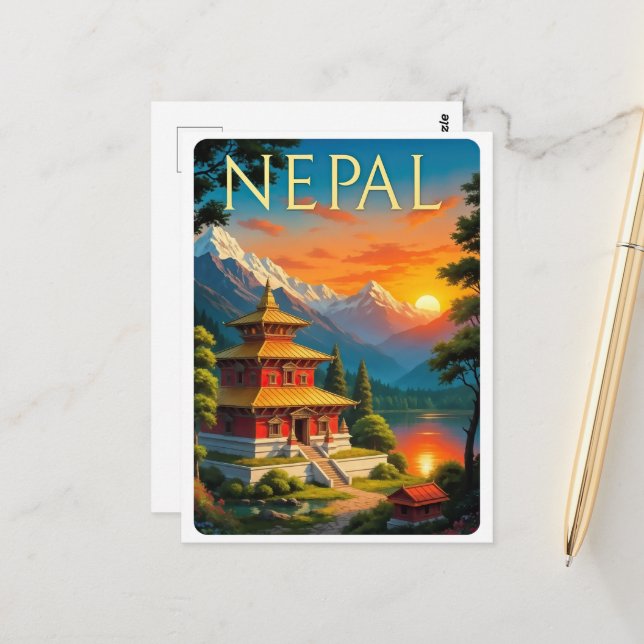 Carte Postale Nepal Travel Poster (Devant/Arrière en situation)