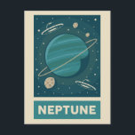 Carte Postale Neptune Retro Galaxy UFO<br><div class="desc">Illustration rétro de Neptune avec des ovnis.</div>