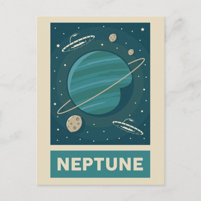 Carte Postale Neptune Retro Galaxy UFO (Devant)