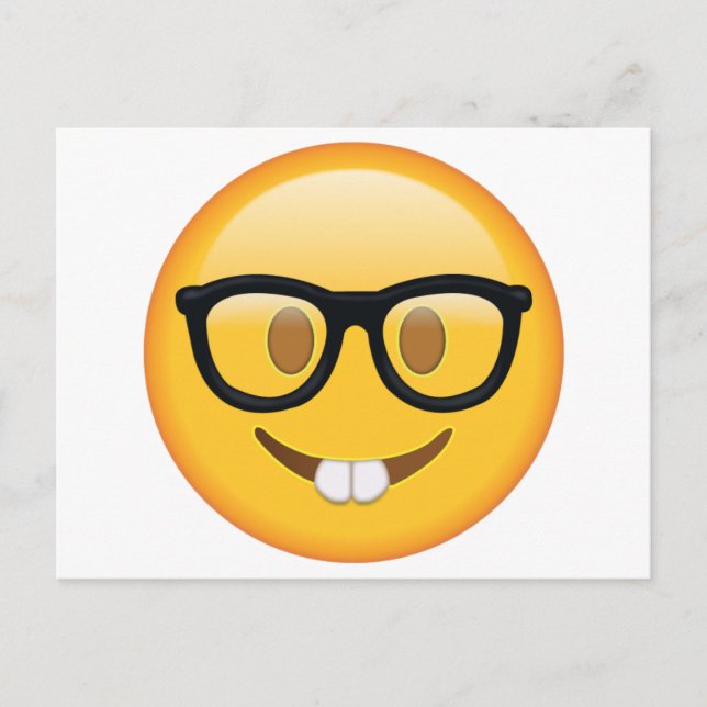 Carte Postale Nerd avec lunettes - Emoji (Devant)