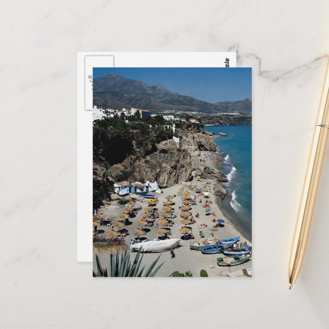 Vintage Stereo Print - Pêcheurs Sur La Plage, Malaga Espagne, Vers 1900 - Tirage Argentique Original