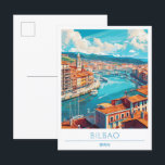 Carte Postale Nervion River Bilbao Espagne Vintage voyage<br><div class="desc">Nervion River Bilbao Espagne Peinture Vintage voyage Carte postale</div>
