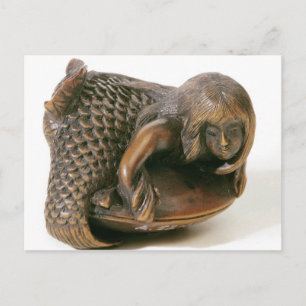 Carte Postale Netsuke taillé en forme de sirène