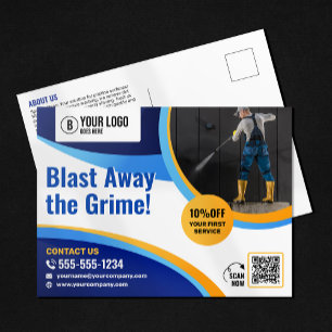 Carte Postale Nettoyage de la fenêtre de la maison de lavage sou