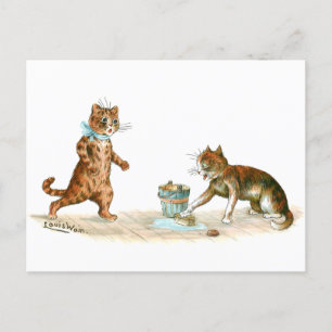 Carte Postale Nettoyage des chats Louis Wain