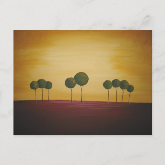 Carte Postale Neuf arbres au coucher du soleil (Devant)