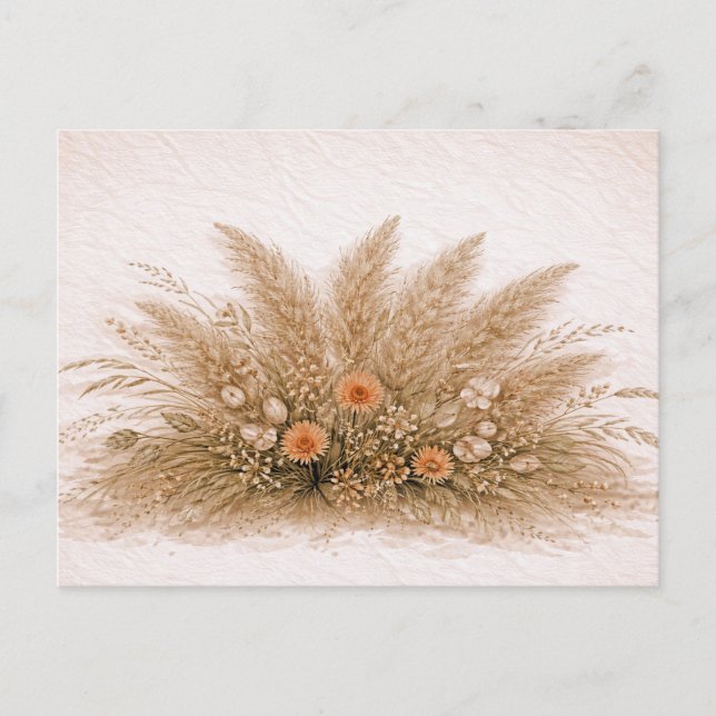 Carte Postale Neutral Boho Pampas Grass Wildflower Arrangement  (Devant)