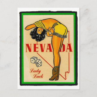 Carte Postale Nevada Lady Luck Vintage pin fille Voyage