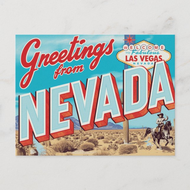 Carte Postale Nevada Las Vegas Sign Cowboy (Devant)