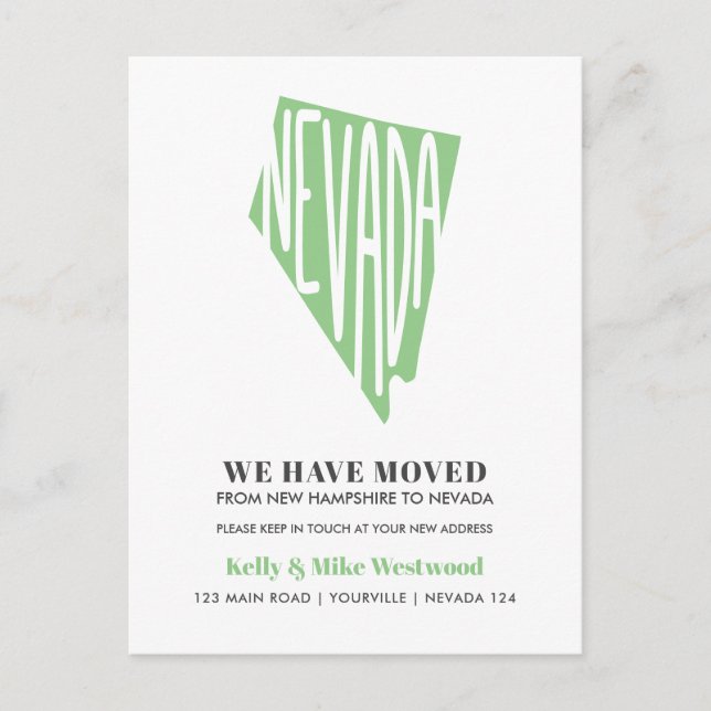 Carte Postale NEVADA Nous avons déménagé Nouvelle adresse Nouvea (Devant)