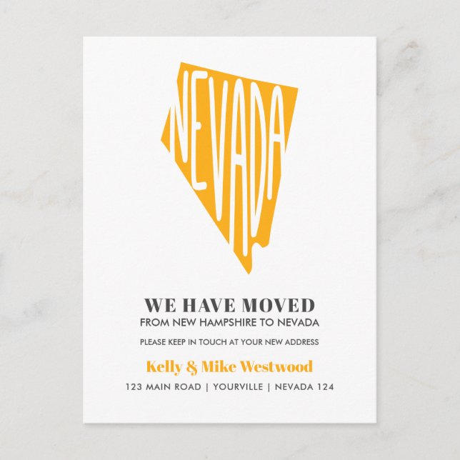 Carte Postale NEVADA Nous avons déménagé Nouvelle adresse Nouvel (Devant)