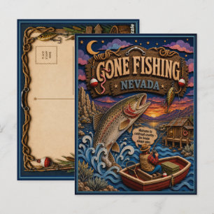 Carte Postale Nevada Parti à la Pêche Truite Fendue Lahontan