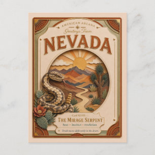 Carte Postale Nevada Vintage Paper Cut American Arcana