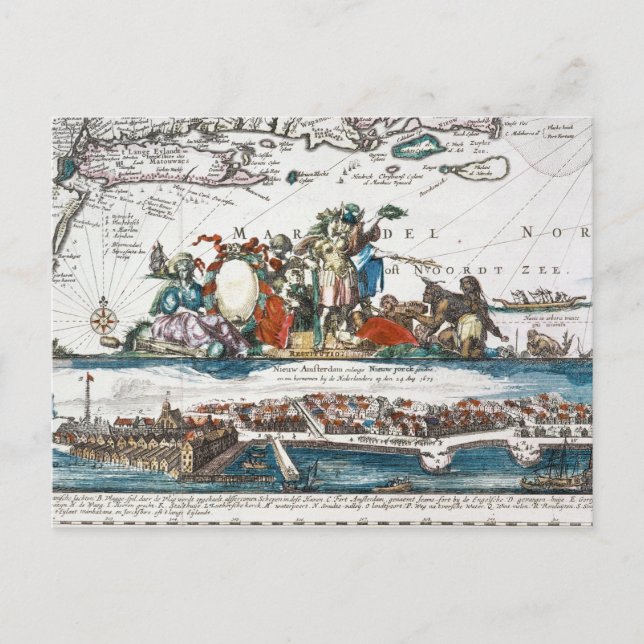 CARTE POSTALE NEW AMSTERDAM, 1673 (Devant)