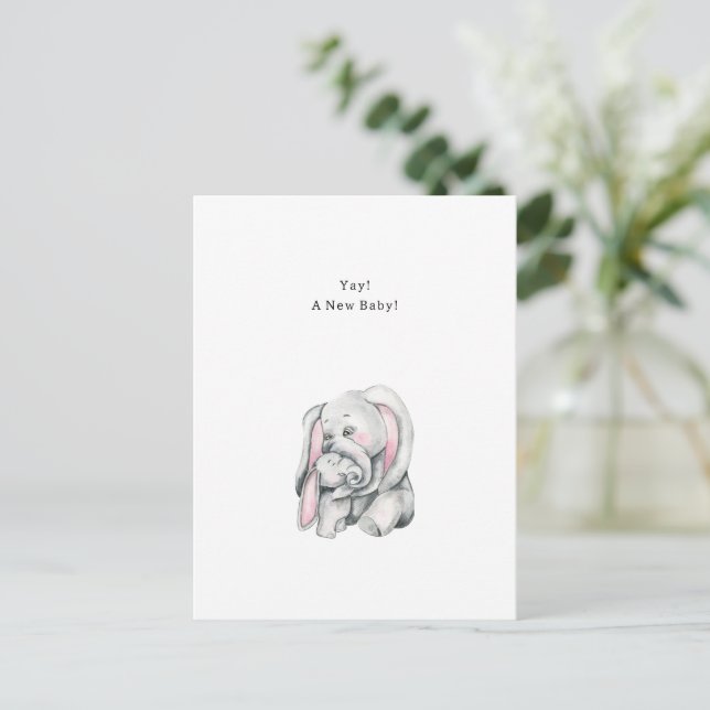 Carte Postale New Baby Quote With Elephant Illustration (Debout devant)