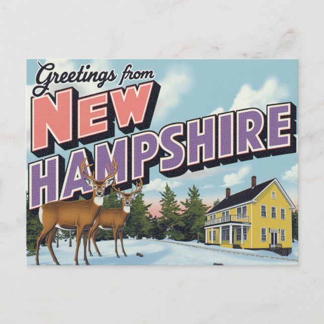 Carte Postale New Hampshire Deer Winter Scene (Devant)