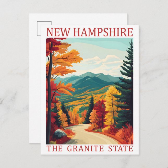 Carte Postale New Hampshire le Granite State USA Travel Place (Devant / Derrière)