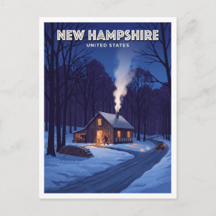 Carte Postale New Hampshire Maple Shack au crépuscule Henniker T